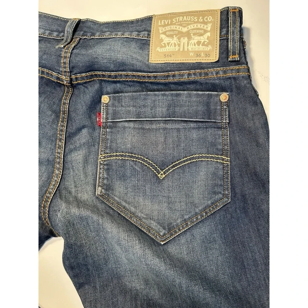 Levi's Men's 514 Series Dark Wash Blue Denim Jeans Regular Fit Size 36X30